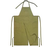 Pineeseatile Tablier de poterie 30 x 45 cm, couverture complète du cou, jambe fendue, tablier d'artiste en toile avec 3 poches pour hommes et femmes, vert armée, peinture