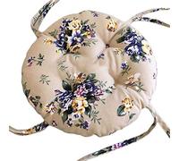 ping bu Coussin de chaise rond doux et antidérapant - Coussin de dossier chaud de style pastoral - Tapis de chaise de salle à manger avec attaches (beige, 40 x 40 x 7 cm)