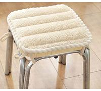 ping bu Lot de 2/4 coussins de chaise/tabouret avec attaches - Antidérapant - Lavable - Pour école, bureau, salle à manger, maison (1 pièce, 25 x 25 cm, beige)