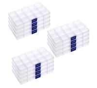 PINGEUI Lot de 12 Boite Rangement Plastique, 15 Compartiments, Boite de Rangement Plastique avec Séparateurs, Boîte de Rangement Transparente, Boîte à Bijoux, en Plastique, 17 x 10 x 2,5 cm