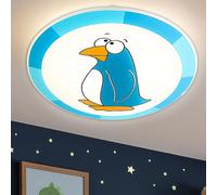 Chambre d'enfant Plafonnier Pingouin Lampe de plafond enfants bleu Lampe pour enfants mur plafond, acier verre, 1x E27, D 25 cm, EGLO 94457