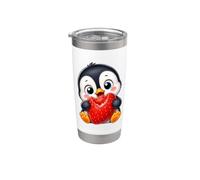 Pingouin mignon avec motif de fraises d'été Gobelet isotherme en acier inoxydable double paroi