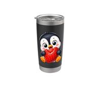 Pingouin mignon avec motif de fraises d'été Gobelet isotherme en acier inoxydable double paroi