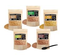 PINI Woodchips Lot de 5 copeaux de fumage de 1 litre Grain optimal 4-6 mm Copeaux de fumage variés Hêtre, Chêne, Cerise, Pomme, Aulne