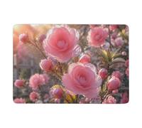 Pink Camellia Flowers in Bloom Tapis 150 x 100 cm, Doux et Antidérapant | Tapis de chambre pour une ambiance saisonnière, avec surface douce; pour chambre et salon