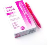 Pink Retractable Ballpoint Pen - Comfortable Triangular Barrel - Pack Of 12