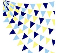 pinkblume 32Ft Bleu Jaune Fanion Guirlande Bannière Drapeau Décoration de Fête Foncées Claires Bleue Jaune Tissu Banderole pour Anniversaire Bapteme Mariage Diplômes Nautique Capri Lemon Jardin Décor