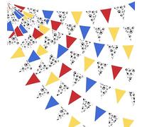 pinkblume 32Ft Rouge Bleu Jaune Patte de Chien Fanions Guinguette Guirlande Bannière Décoration de Fête Imprimé Chien Tissu Drapeau Banderole pour Patrouille Pattes Enfant Anniversaire Bapteme Decor