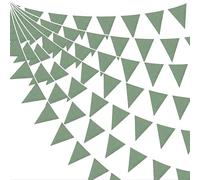 pinkblume 46Ft Vert Sauge Guirlande Fanion Toile de Jute, Lin Vert Bannière Bruant Décoration de Fête Triangle Drapeau Banderole pour Anniversaire Bapteme Mariage Jungle Saint-Patrick Noël Jardin Deco