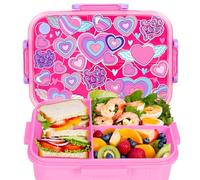PinkSheep Boîtes à bento pour enfants, 1200 ml, sans BPA, anti-fuite, avec 3 compartiments, pour garçons et filles, 4 à 8 ans (cœur)