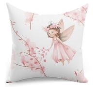 PinkZebra 20 x 20 cm - Coussin douillet - Certifié Öko-Tex - En coton - Fée rose