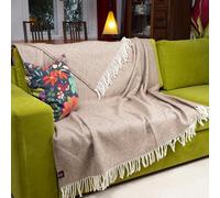 PinkZebra Couverture en Laine mérinos très épaisse et très Chaude 500 g/m² en 100% Pure Laine Naturelle de Nouvelle-Zélande, d'environ 160 x 200 cm, Chaude et Confortable, de Salon Douce, Caramel