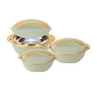Pinnacle Lot de 3 cocottes isothermes avec couvercle - 3/2/1 litre - Réchauffeur/refroidisseur de nourriture - Plats de service thermiques avec couvercles - Récipient pour aliments chauds en acier