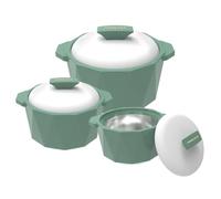 Pinnacle Lot de 3 cocottes isothermes avec couvercle 3/2/1 pinte - Bol de service thermique pour soupe/salade - Récipient à aliments chauds en acier inoxydable - Meilleur coffret cadeau pour les