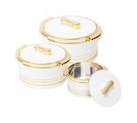 Pinnacle Lot de 3 cocottes isothermes avec couvercle 3,7/2,6/1,5 l - Réchauffeur/refroidisseur de nourriture - Bol de service thermique pour soupe/salade - Récipient à aliments chauds en acier
