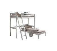 VIPACK - Lit mezzanine d'angle Pino2 Plan de couchage 90x200 cm, sommier à lattes inclus, laqué blanc