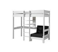 Pino-Combinaison lit Mezzanine Avec Fauteuil Blanc et Un Matelas Basic Cool 10x90x200