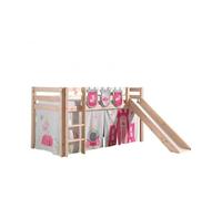 PINO Lit Compact avec Toboggan + Rideau de lit Princess + 3 pochettes princess