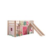 PINO Lit Compact avec Toboggan + Rideau de lit Spring + 3 Pochettes Spring