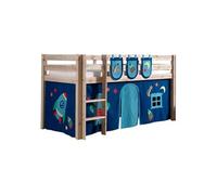 Vipack lit de jeu Pino, surface de couchage 90x200 cm avec set textile rideau et 3 sacs "Astro