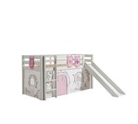 PINO Lit mezzanine avec toboggan + Birdy rideau de lit et 3 pochettes