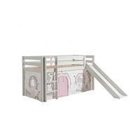 PINO Lit mezzanine avec toboggan + Rideau de lit Birdy