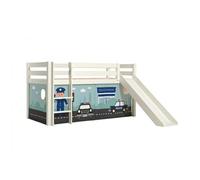 PINO Lit mezzanine avec toboggan + Rideau de lit Police