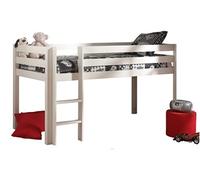 PINO Lit sureleve en pin massif 90x200cm avec sommier Blanc