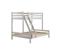 Lit familial Martin 90 x 200 et 140 x 200 cm, avec échelle en pin massif blanc