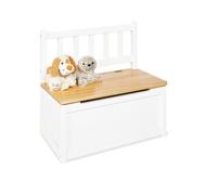 Pinolino - Banc coffre enfant Fenna - bois massif, amortisseur à rabat, assise 29 cm - blanc/naturel