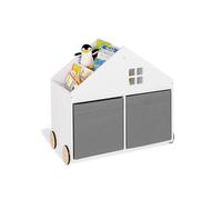 Pinolino Bibliothèque roulante pour Enfants 'Hus', Blanc; Laqué à l'intérieur : MDF, laqué Blanc, L 75 cm, P 40 cm, H 69 cm, 6 Compartiments