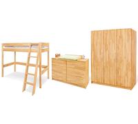 Pinolino Chambre de jeunes 'Natura' extra large avec lit surélevé, 3 pièces, 102175JHXG