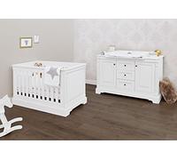 Pinolino Emilia Ensemble 2 pièces pour chambre d'enfant avec lit d'enfant et commode à langer extra-large en MDF Blanc mat