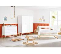 Pinolino Ensemble complet de meubles pour chambre d'enfant Bridge - Grand lit bébé, commode à langer et armoire - Scandinave - Blanc