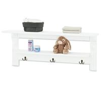 Pinolino Étagère murale avec patère Emilia – MDF mat uni, blanc laqué – L100×P18×H40