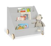 Bibliothèque pour enfants avec roulettes 'Lasse', gris