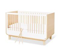 Pinolino Lit pour Enfant Rond avec sommier à Lattes et Panneaux latéraux pour Matelas de 70 x 140 cm pour bébés et Enfants en Bas âge en érable et uni Blanc