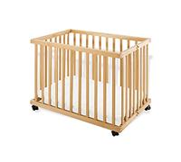 Pinolino Parc bébé 'Levin' petit, pliant, non traité; Partiellement massif : L 97 cm, l 67 cm, H 75 cm, Fond réglable en hauteur sur 3 positions, Fond rembourré, 4 roulettes