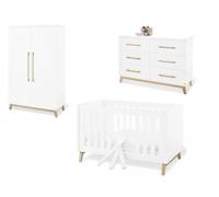 Pinolino Riva Commode à langer extra large avec matelas à langer amovible pour bébé et tout-petits, en MDF blanc et frêne massif