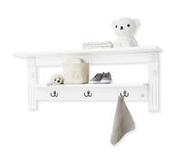 Pinolino Étagère murale avec patère Emilia – MDF mat uni, blanc laqué – L100×P18×H40
