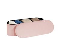 PINPLUS Coffre Banc Pliable, Pouf de Rangement avec Assise Rembourrée en Bouclé, Tabouret Repose-Pieds Banquette pour Salon Chambre, Entrée, 110x38x38cm, Rose