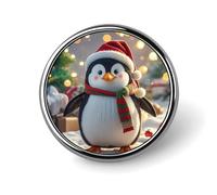 Pin's de Noël personnalisé en alliage d'aluminium avec pingouin amusant - Mini broche classique - 2,5 cm - Pour sacs à dos, chapeaux, costumes, vestes, vêtements