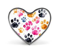 Pin's en alliage d'aluminium avec motif pattes de chien colorées personnalisées en forme de cœur - Mini broche classique pour sacs à dos, chapeaux, costumes, vestes