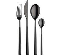 Pinti Sushi Anniversary Black&Black – Lot de 24 couverts en acier inoxydable noir avec manches noirs | Service complet pour 6 personnes (fourchette, couteau, cuillère et petite cuillère)