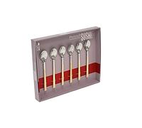 Pintinox Kyoto Lot de 12 cuillères à café Moka en acier inoxydable, sans nickel, effet bois, couleur bouleau, taille 11,5 cm