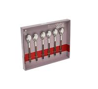 Pintinox Kyoto Lot de 12 petites cuillères à café design pour moka expresso en acier inoxydable, sans nickel, effet bois, couleur : wenge, dimensions : 11,5 cm