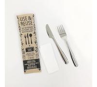 Pintinox Lot de 10 fourchettes, couteaux jetables et réutiliser et serviette