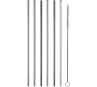 Pintinox, lot de 12 pailles en inox avec brosse à dents, longueur 21 cm, diamètre 5 mm