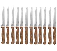 PINTINOX Prima Collection Lot de 12 couteaux à steak bout rond en acier inoxydable, manche effet bois