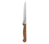 PINTINOX Prima Collection Lot de 6 couteaux à steak bout rond en acier inoxydable, manche effet bois